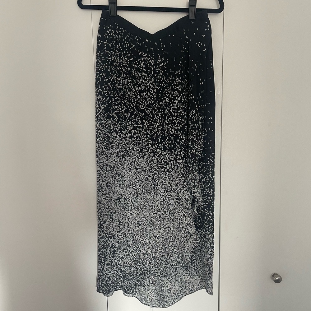 Haute Hippie Black and White Midi Skirt, 100% Silk